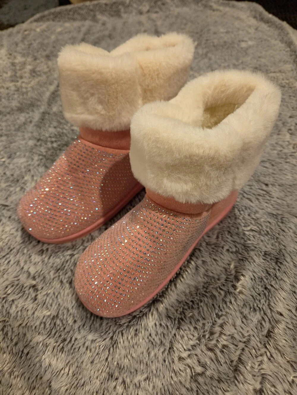Olivia Miller Pink Sparkle Faux Fur Lined Boots Sz 3